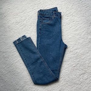 H & M high rise skinny ankle bedazzled jeans 28